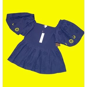 Koko + Mason Navy Blue Off-Shoulder Top Sz L New